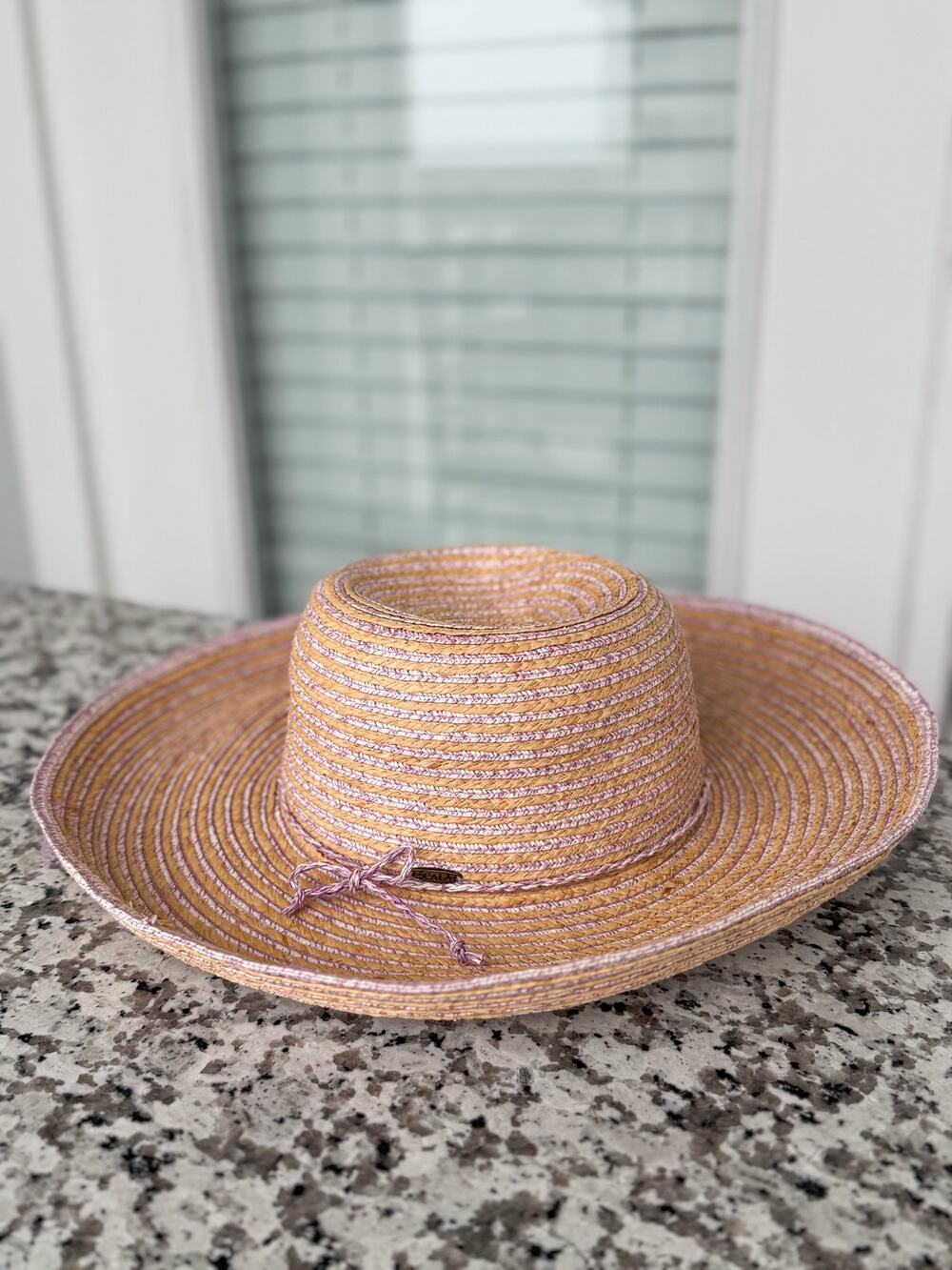Scala Collezione Women’s Wide Brim Straw Sun Hat Lavender Natural One Size Beach